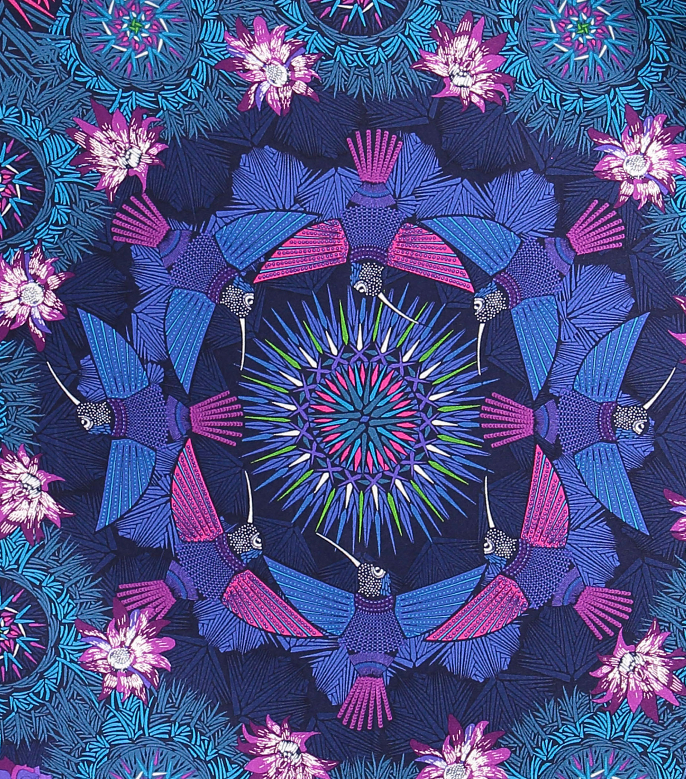 Mascada azul marino con Colibrí Mujer